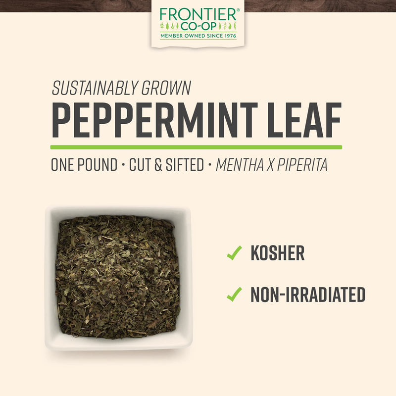 [Australia] - Frontier Co-Op Bulk Cut & Sifted Peppermint Leaf (Mentha Piperita) for Tea, (16oz / 1lb.) | Organic and Sustainably Sourced 
