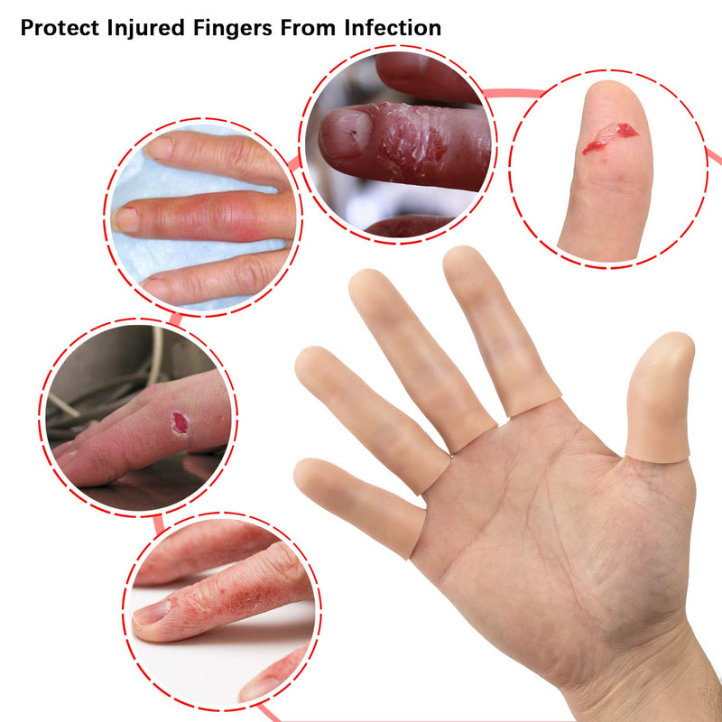 [Australia] - 20 PCS Finger Support Protector Gloves, Gel Finger Cots/Covers - Different Sizes Silicone Fingertips for Hands Cracking, Eczema Skin 