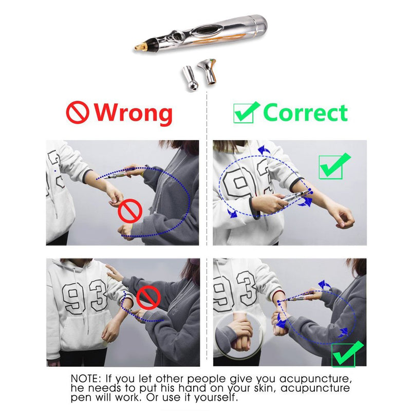 [Australia] - Electronic Acupuncture Pen with 3 Different Heads, Electric Meridian Energy Body Massager Pain Relief Therapy Instrument 