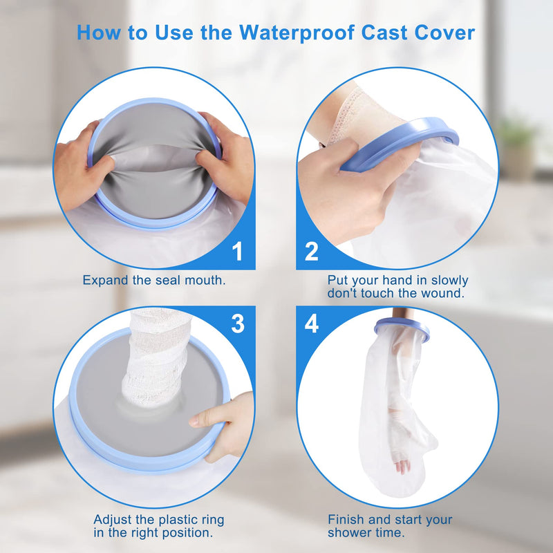 [Australia] - Annhua Waterproof Adult Short Arm Cast Cover , Reusable Short Arm Dressing Protector , Durable Cast Bag for Injuries or Broken 