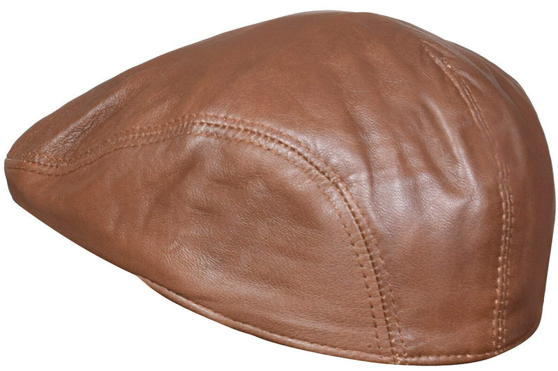 [Australia] - Men's Real Soft Leather Ivy Beret Newsboy Gatsby Golf Cabbie Flat Cap Hats Tan Medium 