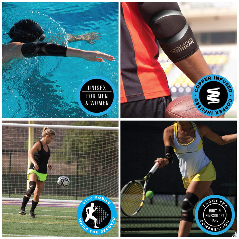 [Australia] - Copper Fit Pro Series Compression Knee Sleeve, Black with Copper Trim, Large, Packaging may Vary 