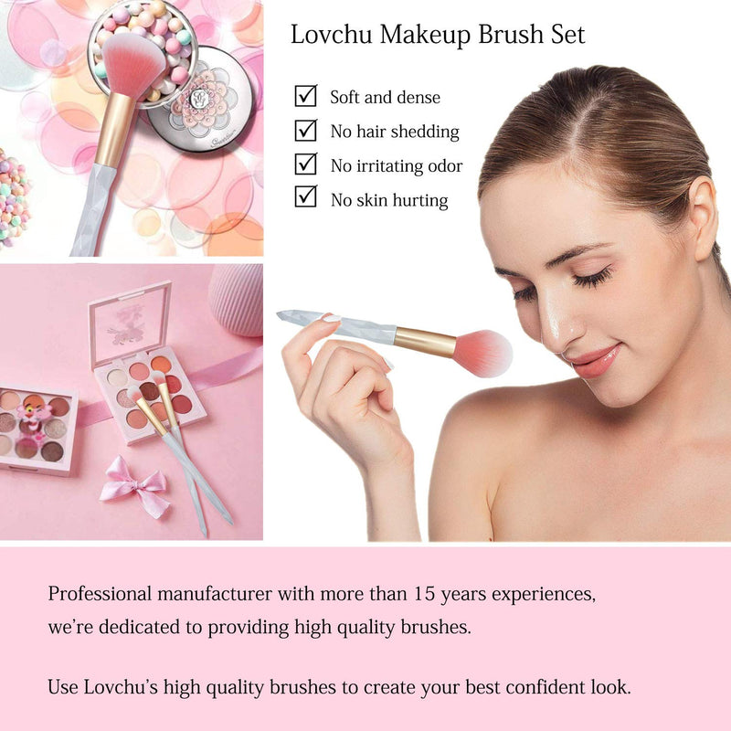 [Australia] - LOVCHU Special Polygon White Handle Design Makeup Brush Set 9 PCs Cosmetics Brushes with Soft Synthetic Hairs for Face Powder,Contour, Blush, Eyeshadow, Eyebrow, Concealer(with Gift Box) 
