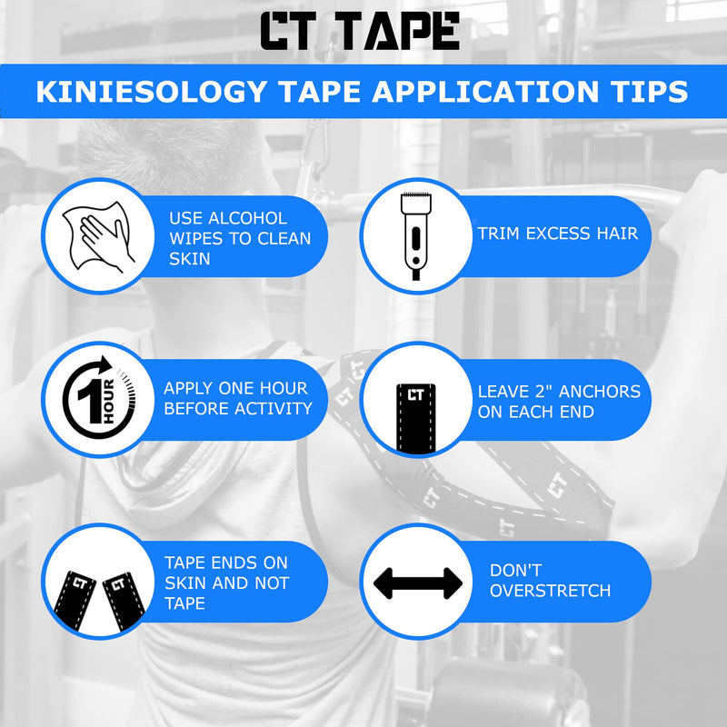 [Australia] - CT Tape Sports & Kinesiology Tape for Sensitive Skin-Best Breathable, Latex Free, Pain Relief Therapeutic Recovery Tape-Athletic Performance Adhesive for Muscles, Knee, Shoulder, Ankle, Back Blue 