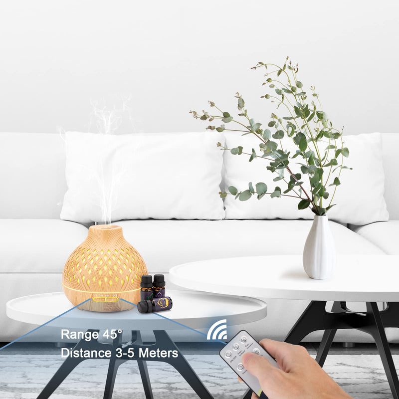 [Australia] - 400ML Essential Oil Diffuser, Remote Control Diffusers for Essential Oils, Electric Ultrasonic Air Humidifier, Aromatherapy Diffuser with Waterless Auto-Off A-yellow 