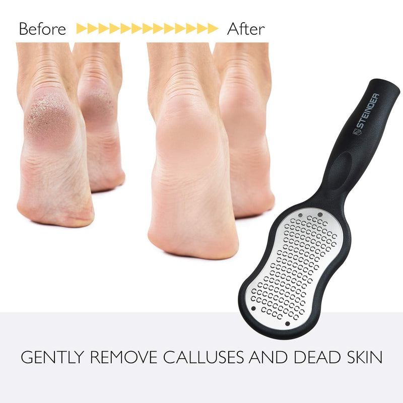 [Australia] - Steinder Foot File, Feet Scrubber for Hard Skin, Heel Scraper Dry Skin, Rough Skin Remover for Feet, Foot Pedicture Kit, Foot Rasp - Black 