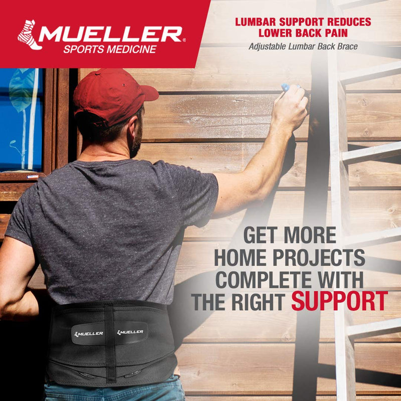 [Australia] - Mueller 255 Lumbar Support Back Brace with Removable Pad, Black, Regular(Package May Vary) Regular (Pack of 1) 