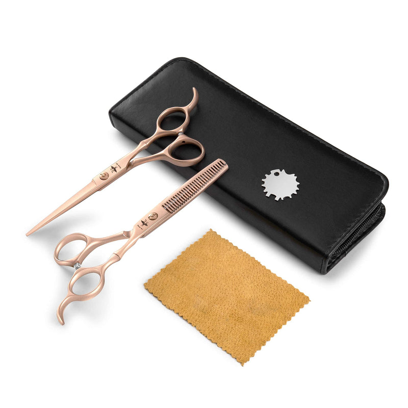 [Australia] - Hairdressing Scissors Set 6 Inch Hair Scissors Set Professional Hair Thinning Scissors Kit Barber Scissors Set for Men Women and Children HSK-RoseGold 