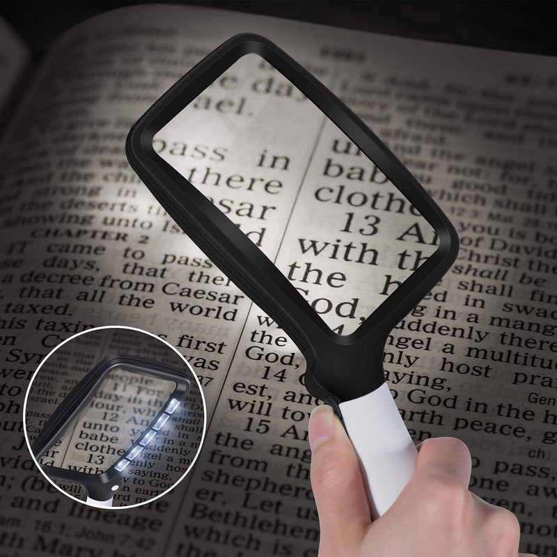 [Australia] - WJINNG Folding Magnifying Glass with Light, Large Hand Magnifying Glass Handheld Folding Reading Magnifier 3X Magnification with 5 Dimmable LEDs Ideal for Reading Small Prints, Book 