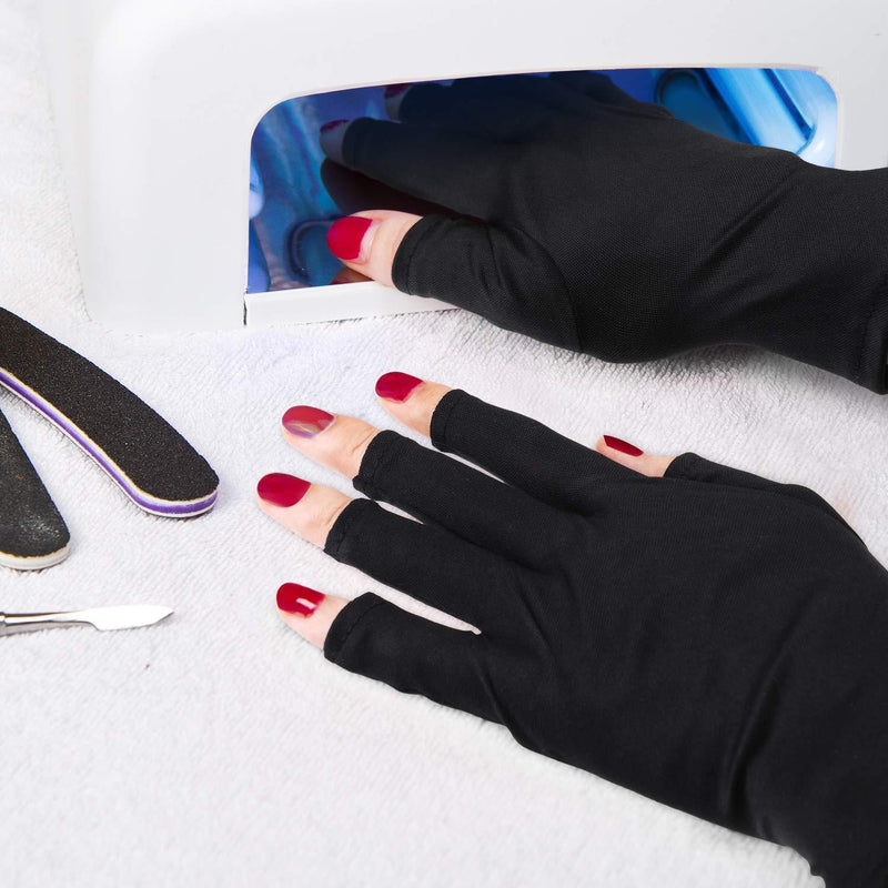 [Australia] - 3 Pairs UV Shield Glove Gel Manicures Glove Anti UV Fingerless Gloves Protect Hands from UV Light Lamp Manicure Dryer (Color Set 1) Black 