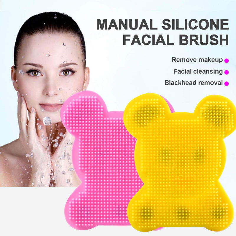 [Australia] - N/P Soft Silicone Facial Cleansing Brush Manual Face Cleanser Wash Massager Pore Blackhead Removing Exfoliating Scrubber for Sensitive Greasy Dry and All Kinds of Skin 2pcs 