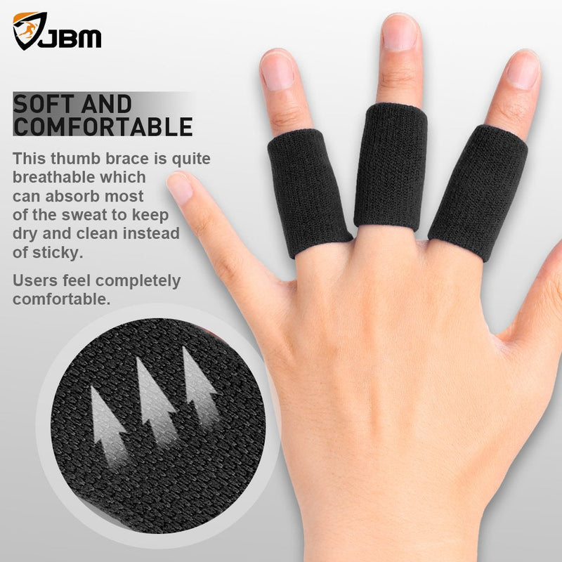 [Australia] - JBM Adult Finger Brace Splint Sleeve Thumb Support Protector Soft Comfortable Cushion Pressure Safe Elastic Breathable Spandex Finger Splinter Boating Gym (Black) Black 