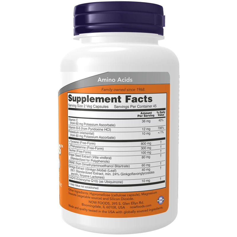 [Australia] - NOW Supplements, True Focus™ with Amino Acids, Ginkgo and DMAE + CoQ10 and Grape Seed Extract , 90 Veg Capsules 90 Count (Pack of 1) 