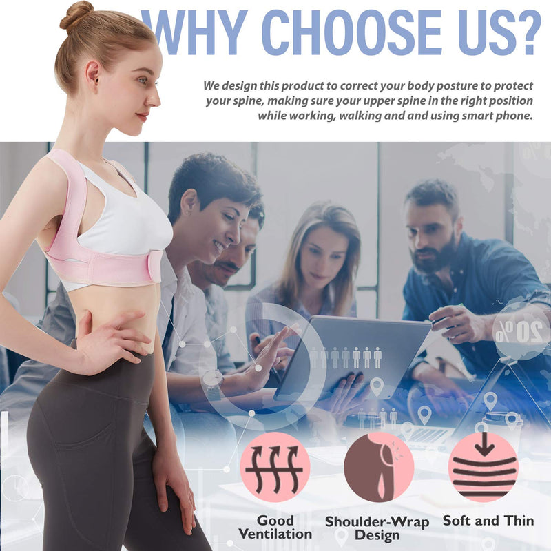 [Australia] - Posture Corrector for Women and Men, Vicorrect Adjustable Upper Back Brace for Clavicle Support and Providing Pain Relief from Neck, Shoulder, and Upper Back S-M (25"-35") Small/Medium 