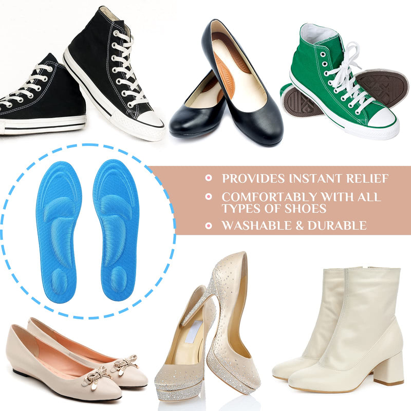 [Australia] - Shoe Insoles Women 4 Pairs Arch Support Insoles Breathable High Heel Inserts Cushion Inserts Shoes Pads Insole 5D Sponge Barefoot Comfort Insoles for Massaging Arch Pain Feet Sore Relief 