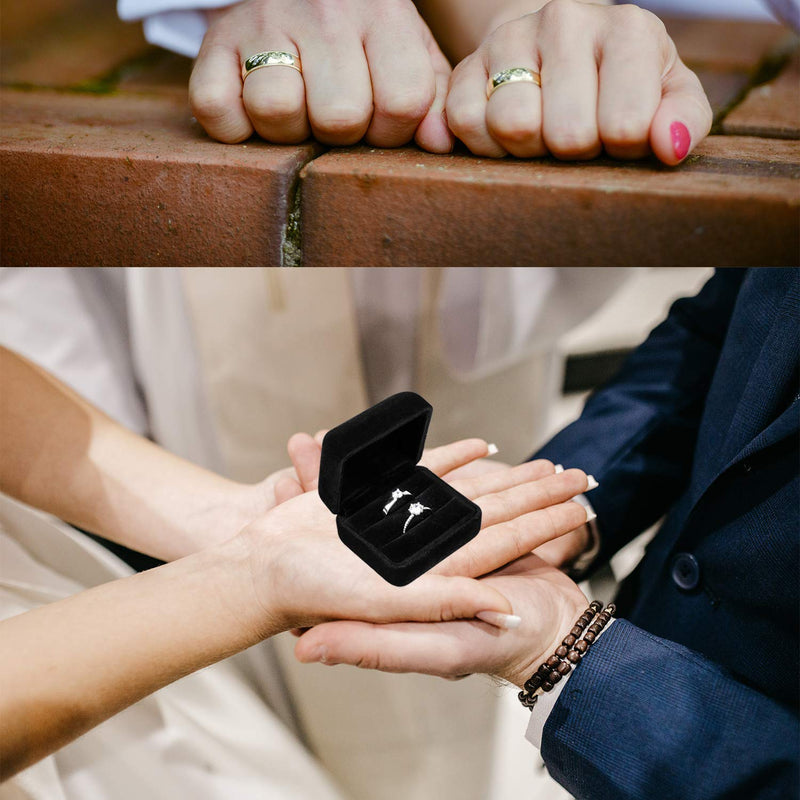 [Australia] - GBYAN Velvet Ring Box with LED Light Jewelry Display Gift Box for Proposal,Engagement, Wedding 2 ring holder black 