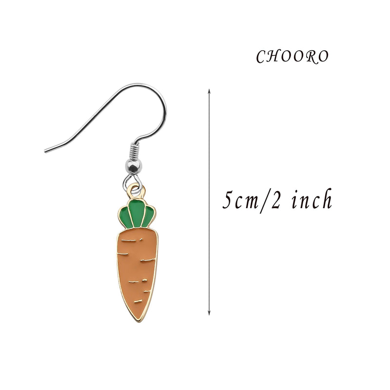 [Australia] - CHOORO Carrot Pendant Necklace Vegan Necklace Jewelry Vegetarian Gift Carrot Lover Gift (carrot earrings) 