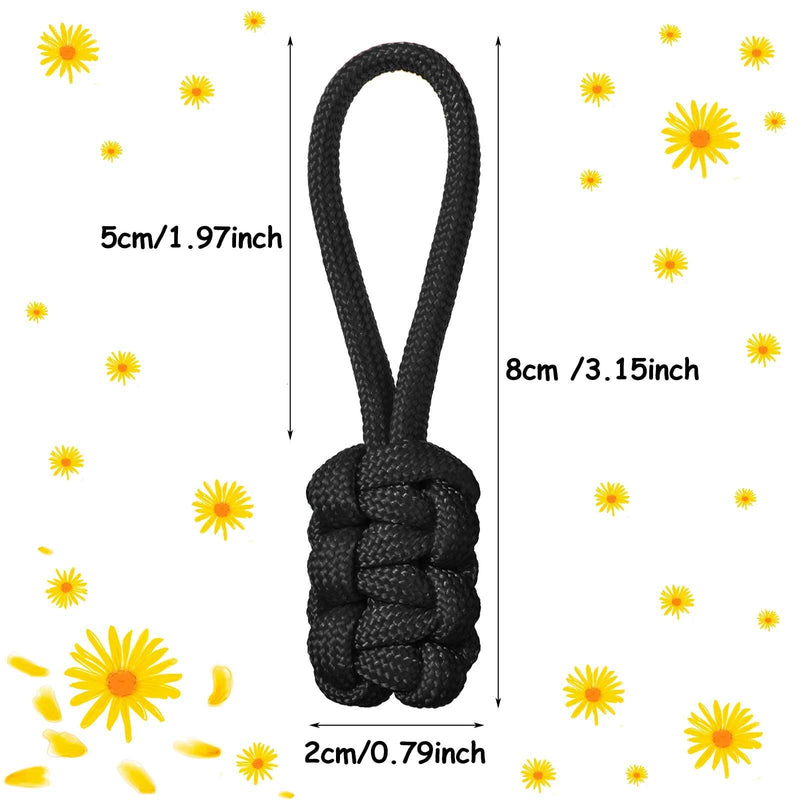 [Australia] - 10 Pieces Replacement Zipper Pulls Tab Universal Nylon Zipper Repair Kit Zipper Slider Pull Tab Zipper Fixer Metal Zipper Head Hand Woven Pull Rope Zipper Handle Cord Pull Tab (Black) 