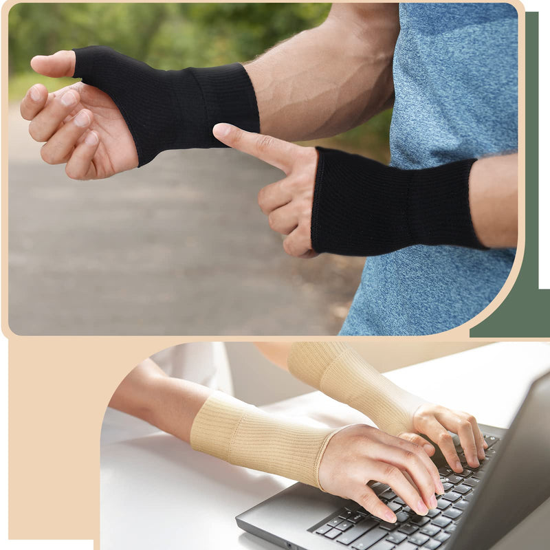 [Australia] - 2 Pairs Thumb Compression Arthritis Gloves Wrist Support Brace Wrist Compression Sleeve Lightweight Fingerless Gloves Comfortable and Thumb Sleeves Wrist Wraps for Arthritis Women Men, 5.9 x 2.6 Inch 