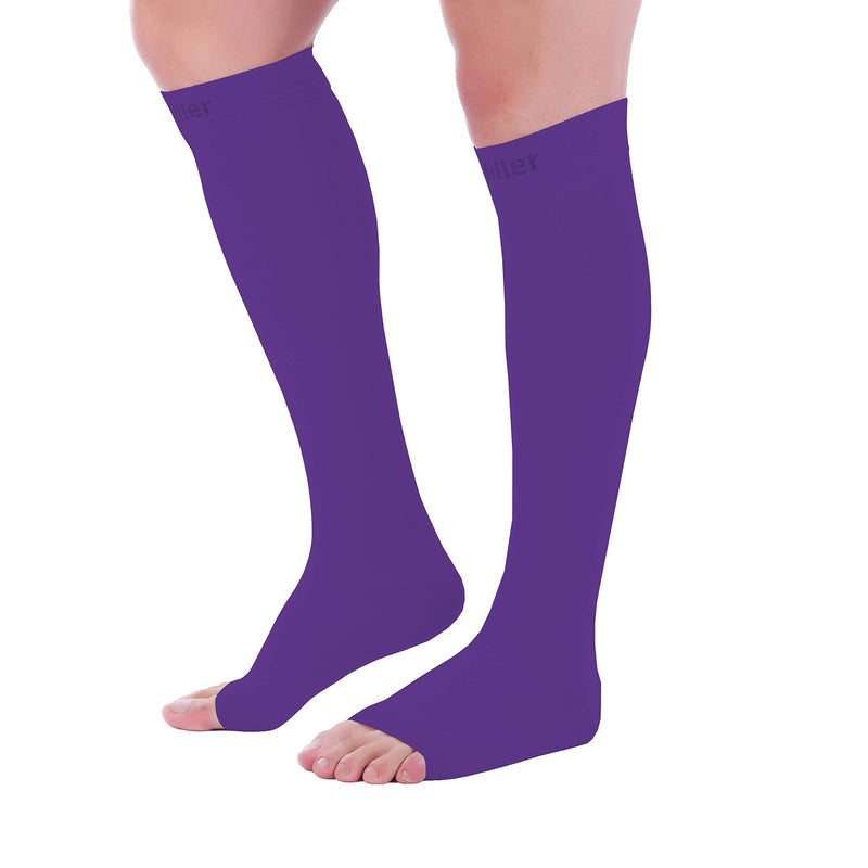 [Australia] - Doc Miller Toeless Compression Socks Women Men - 1 Pair 20-30mmHg, Recovery from Shin Splints, Joints Inflammation 3x-Large Tall Violet 