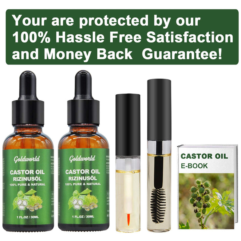 [Australia] - Castor Oil,2 Packs w/Free Lash&Brow Brushes&E-Book,100% Pure Hair Tonic Oil for Eyebrow Lash Eyelash Beard Growth Serum Dry Hair Skin Care Essential Oils,Birthday Gifts for Women Men Mum Wife Her 30 ml (Pack of 2) 