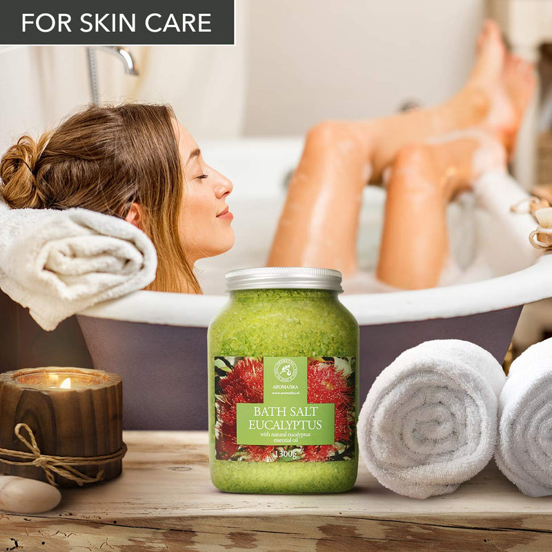 [Australia] - Sea Salt Eucalyptus with Natural Eucalyptus Essential Oil 1300g - Eucalyptus Bath Salts - Best for Good Sleep - Stress Relief - Beauty - Relaxing - Bathing - Body Care 