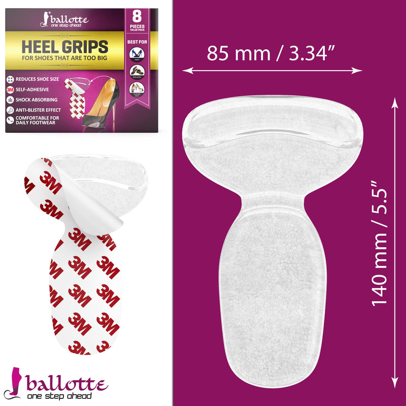 [Australia] - 8 Extra Soft Heel Grips for Womens Shoes [Heel Blister Prevention] Gel Heel Cushion Inserts for Women Shoes, Self-Adhesive and Shock Absorbing Pads, Add Extra Volume for Loose Shoes Clear 