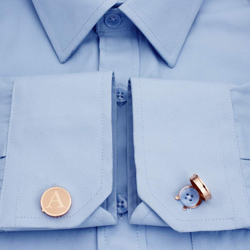 [Australia] - HAWSON Button Covers for Men - Silver Rose Gold Personalized Cufflinks for Men Button Cover Cufflinks for Wedding and Formal Event Accessories Alphabet Initials A-Z Rose Gold A 