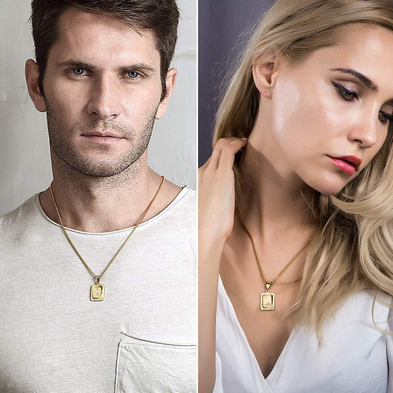[Australia] - Trendsmax Initial Letter Pendant Necklace Mens Womens Capital Letter Yellow Gold Plated A Z Stainless Steel Box Chain 22inch Letter A 