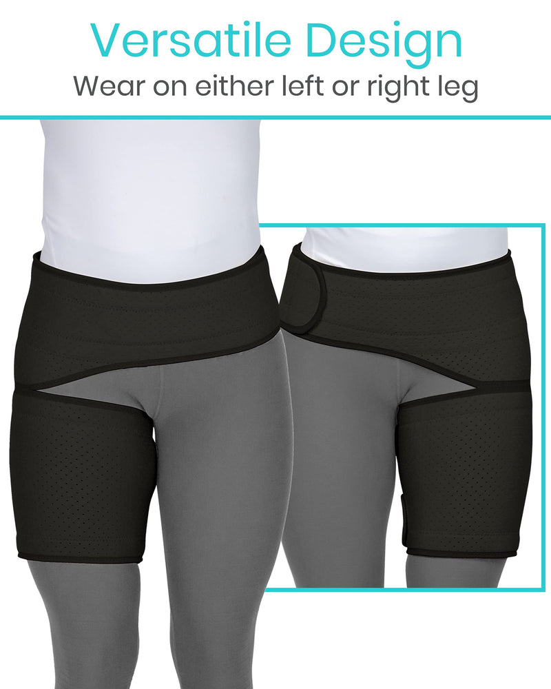 [Australia] - Vive Groin and Hip Brace - Sciatica Wrap for Men and Women - Compression Support for Nerve Pain Relief - Thigh, Hamstring Recovery for Joints, Flexor Strains, Pulled Muscles Black 25" to 48" 