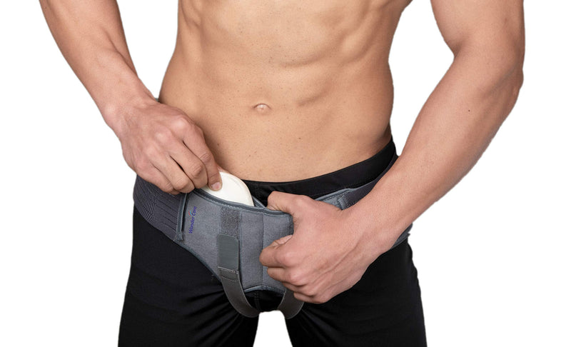 [Australia] - Wonder Care- Grey Inguinal Hernia Support Truss Brace for Single/Double Inguinal or Sports Hernia with Two Removable Compression Pads & Adjustable Groin Straps Surgery & Injury Recovery Belt- Large Large (Pack of 1) Double 