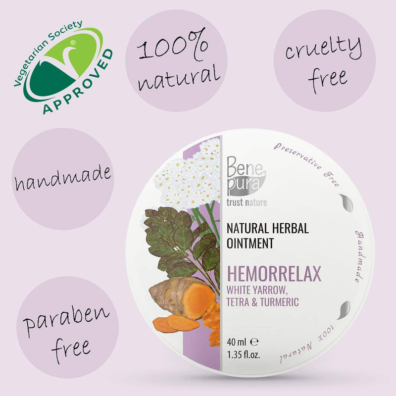 [Australia] - BenePura Hemorrhoids Ointment - Natural Hemorrhoids Cream and Piles Cream - Soothes Burning, Itching and Discomfort - Hemmoroids Ointment - Haemorrhoids Cream - White Yarrow Treatment - 40 ml 