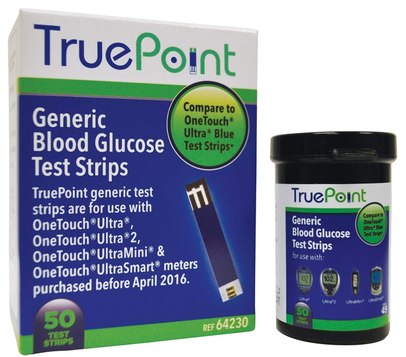 [Australia] - True Point Generic Test Strips 50 Count for Use with One Touch Ultra, Ultra2, Ultra Mini and UltraSmart Meters (Meter NOT Included, Test Strips ONLY) 