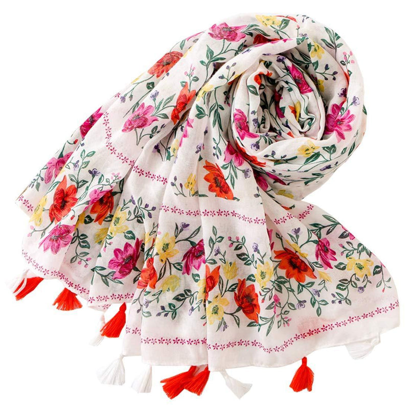 [Australia] - FAIRYGATE Scarf for Women Lightweight Floral Flower Scarves for Spring Summer Autumn Winter Shawl Wrap 0226 L 