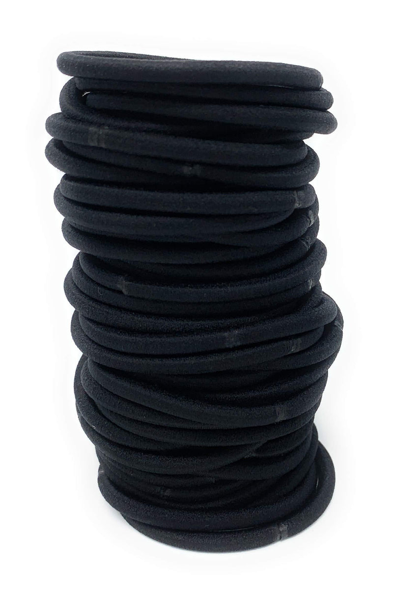 [Australia] - MSC 40 Pc 4mm Thick Elastic Hair Bands 50mm Diameter - 4mm Thick - Hair Ties Bobbles Elastics Hairbands Ponytail Holders No Metal for Women Girls Kids Men Ideal for Thick Hair Black40pc 