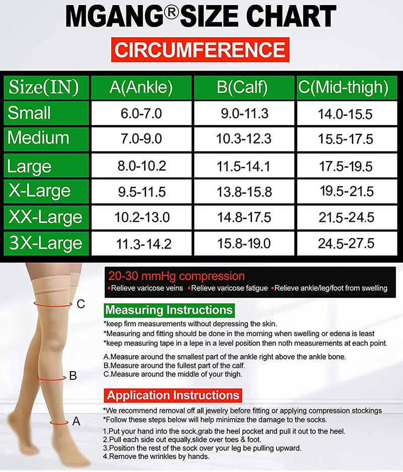[Australia] - Thigh High Compression Stocking Footless - Pair, Thigh-Hi Leg Compression Sleeves Unisex, 20-30mmHg Gradient Compression with Silicone Band, Opaque, Best for Varicose Veins, Edema, Swelling, Beige XL X-Large (1 Pair) 