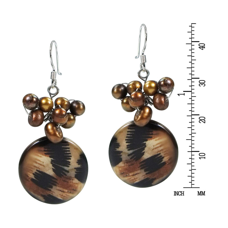 [Australia] - AeraVida Brown Leopard Theme Mother of Pearl Floral Style Jewelry Set 