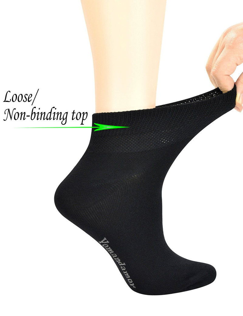 [Australia] - Yomandamor Women's Non-binding Bamboo Flat Knit Ankle Casual/Diabetic Socks with Seamless Toe,5 Pairs L size 9-11 5 Pairs Black 