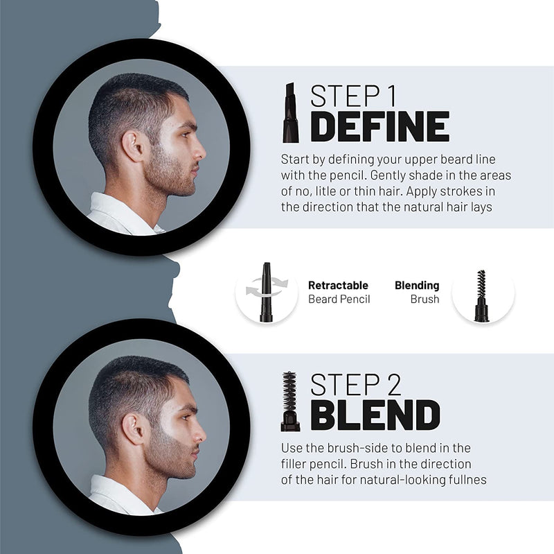[Australia] - VOID Homme Beard Lining Kit (Black) - Beard Filler Pencil, Beard Shaping Comb and Beard Aligning Razors- Beard Filler Kit for Waterproof Natural Look Black 