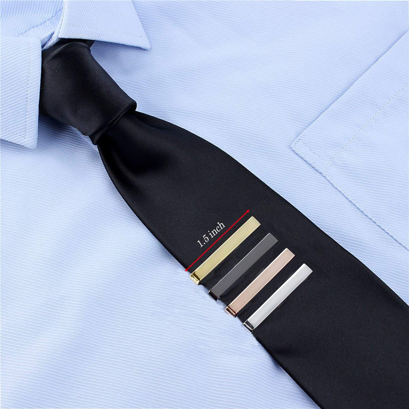 [Australia] - HAWSON 1.5 Inch Tie Clips for Men Initial 4Pcs Tie Bar Personalized Suitable for Wedding Anniversary Business and Daily Life-Best Gifts for Skinny Tie High Polish Square Head-without Letter 