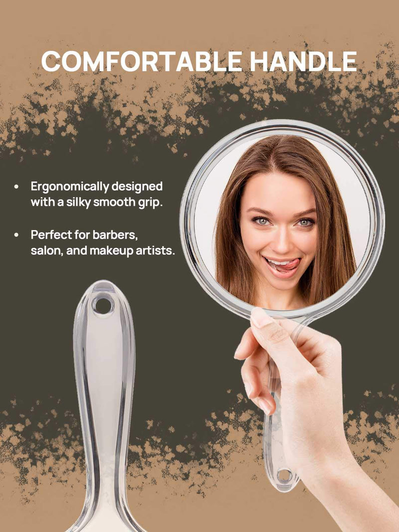 [Australia] - OMIRO Hand Mirror, Double-Sided Handheld Mirror 1X/3X Magnifying Mirror with Handle, Set of 2 (Clear) Clear 