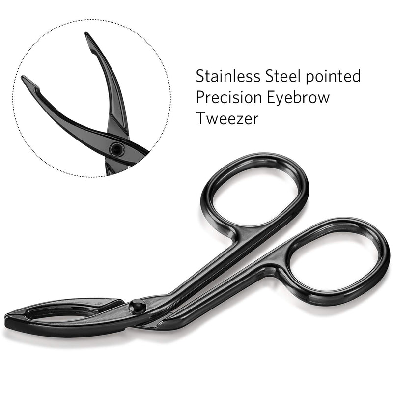 [Australia] - 3 Packs Eyebrow Tweezers, Scissors Shaped Eyebrow Straight Tip Tweezers Clip, Flat Tip Tweezers Hair Plucker, Straight Tip Hairgripping Eyebrow (Black Plated) Black Plated 