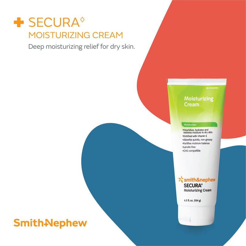 [Australia] - Smith+Nephew SECURA Moisturizing Cream, Soothing Hand and Body Moisturizer for Dry Skin, Enriched with Vitamin E, 6.5 Ounces 