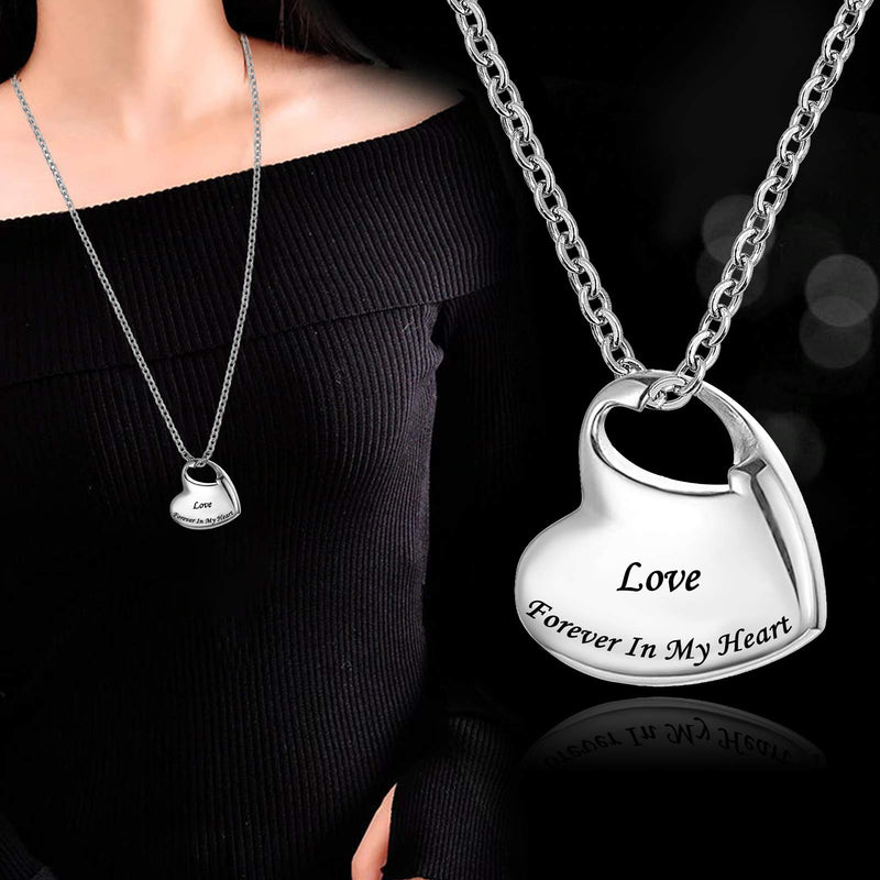 [Australia] - LuxglitterLin Heart Cremation Urn Necklace for Ashes Urn Locket Keepsake Memorial Pendant Jewelry Carved Forever in My Heart Dad 