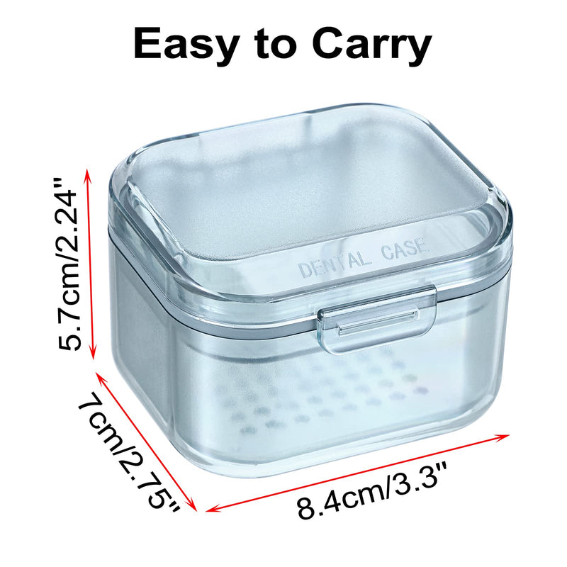 [Australia] - SUMTree Dental Container Case Orthodontic Denture Storage Box Retainer Container Box with Cleaning Basket and Brush Mouth Guard Case with Strainer for Daily Travel Cleaning, Blue 