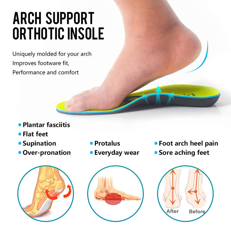 [Australia] - XINIFOOT 2 Pairs Arch Support Orthopedic Insoles for Plantar Fasciitis Pain Relief Orthotics, Flat Feet, Walking, Running Comfortable Inserts for Men UK 7-11 