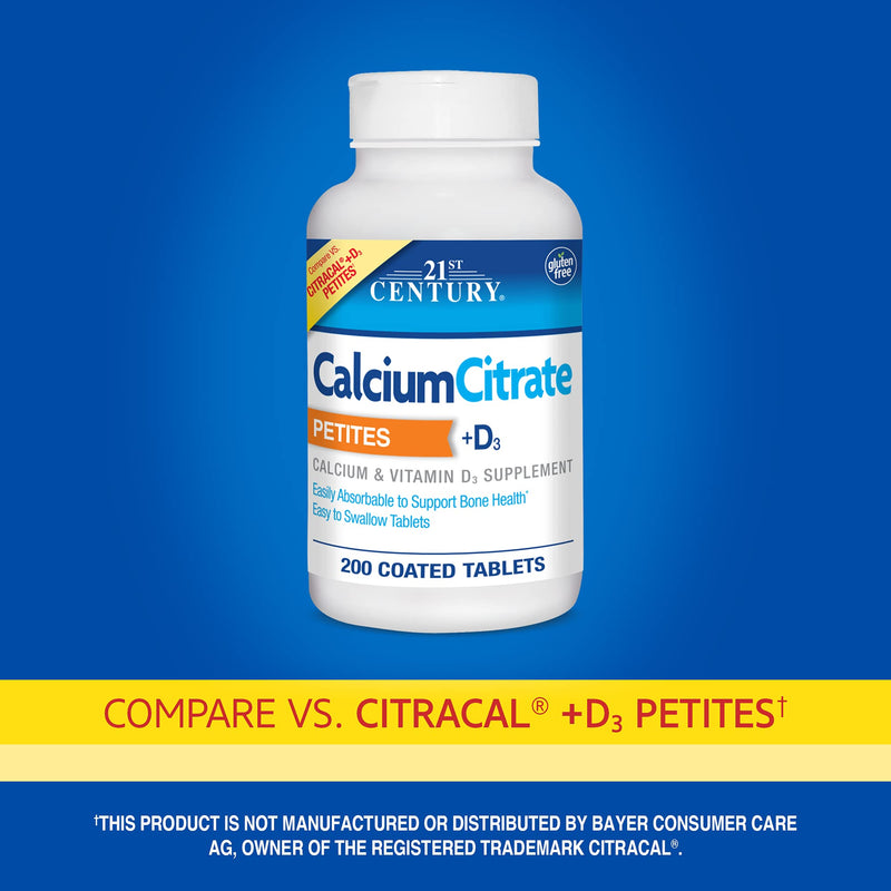 [Australia] - 21st Century Calcium Citrate + D3 Petites Coated Tablets 200 ea 