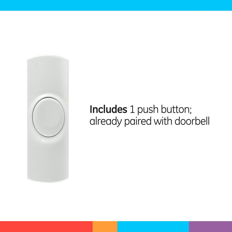 [Australia] - GE Wireless Doorbell Kit, Battery-Operated Receiver, 1 Push Button, 2 Melodies, 4 Volume Levels, 150 Ft Range, Mountable, White, 19247 