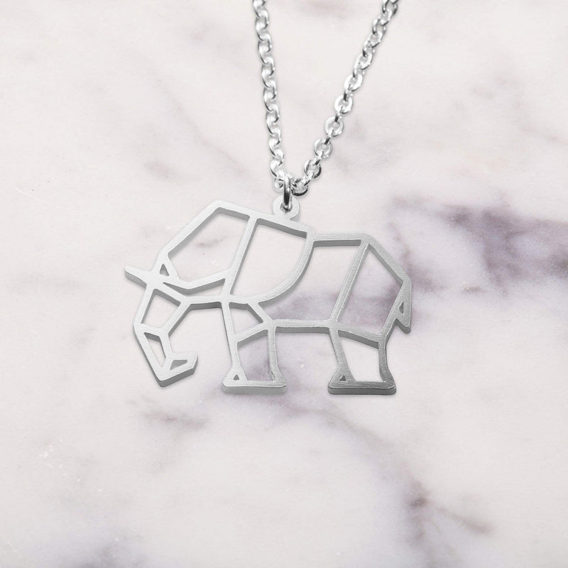 [Australia] - La Menagerie Elephant Silver Origami Jewelry & Silver Geometric Necklace – 925 Sterling Plated Silver Necklace & Elephant Necklaces for Women – Elephant Necklace for Girls & Necklace 