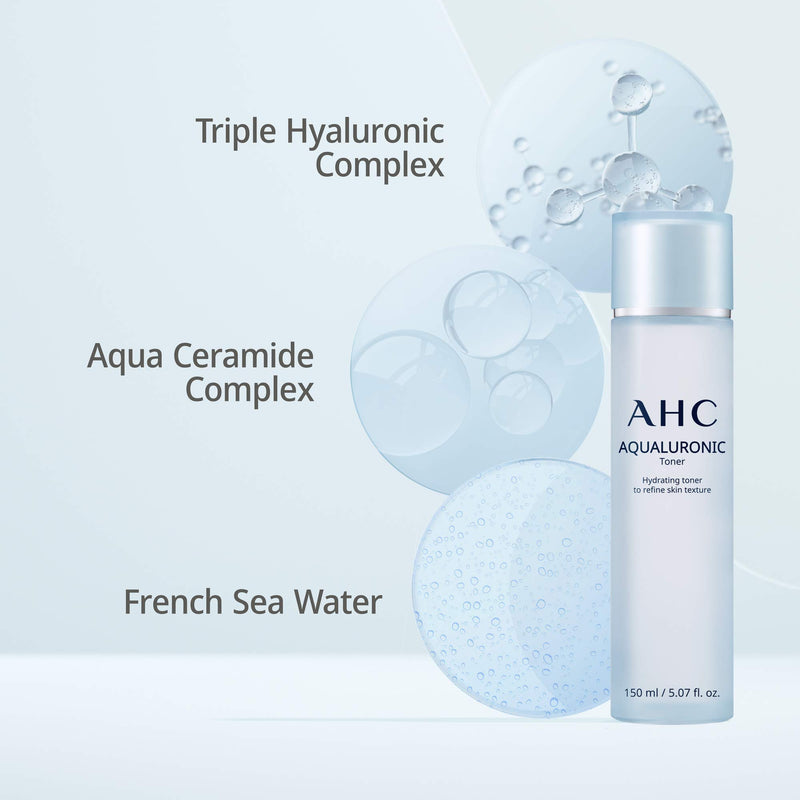 [Australia] - AHC Toner for Face Aqualauronic Hydrating Skin for Dehydrated Skin Triple Hyaluronic Acid Korean Skincare 5.07 oz 